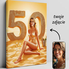 Spersonalizowany obraz na płótnie z okazji 50. urodzin na Plaży, idealny prezent