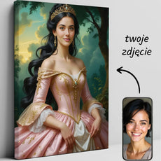Personalizowany portret księżniczki na płótnie do dostosowania z ulubionym zdjęciem