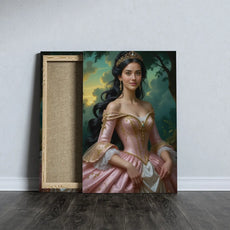 Framed portrait of a woman in a pink gown for Personalizowany portret na płótnie