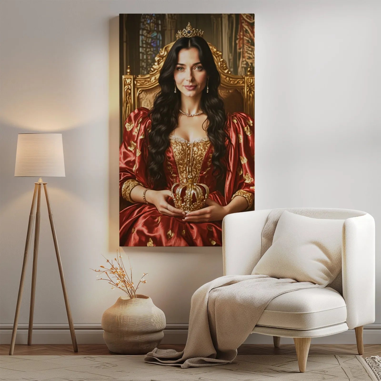 Royalny portret na płótnie w stylu tronu królewskiego, idealny na prezent