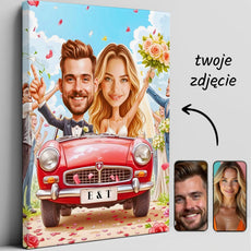 Karykatura ślubna na płótnie, idealny prezent dla nowożeńców