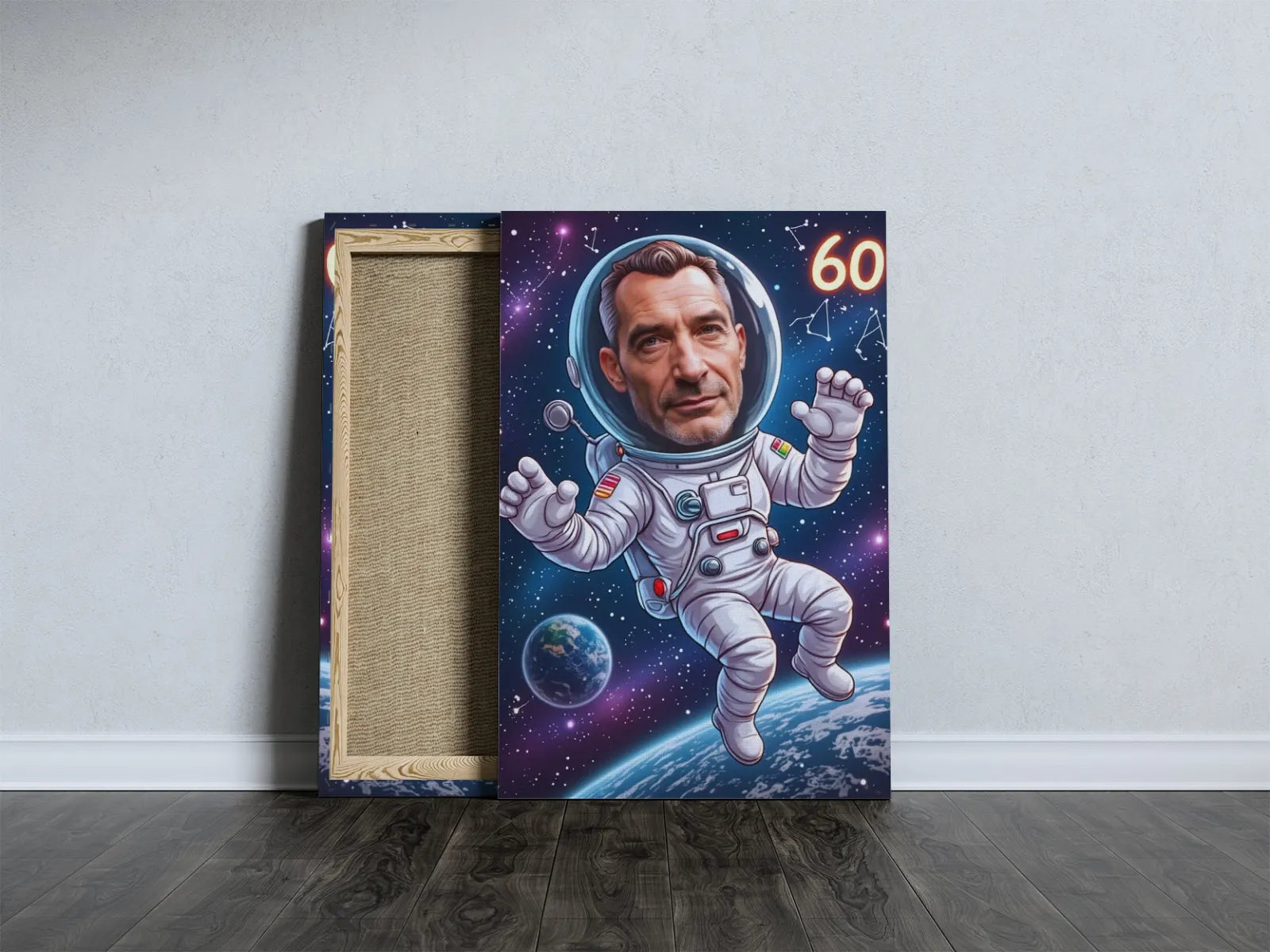 Kosmiczny portret na płótnie z postacią astronauty idealny prezent na urodziny dla faceta