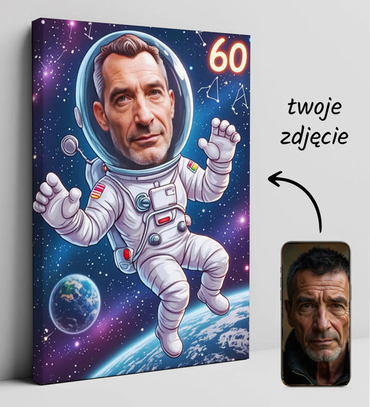 Personalizowany portret astronauty na płótnie prezent na urodziny dla faceta motyw kosmosu