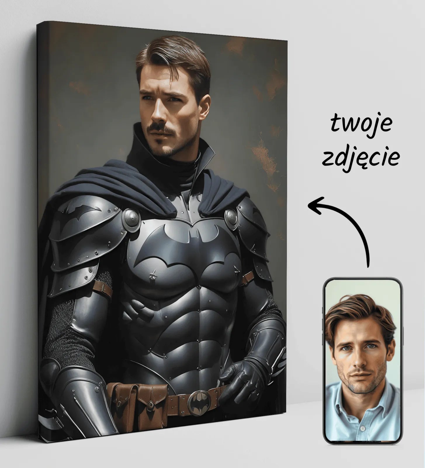 Personalizowany portret Batmana na płótnie Mroczny Rycerz w stylu artystycznym