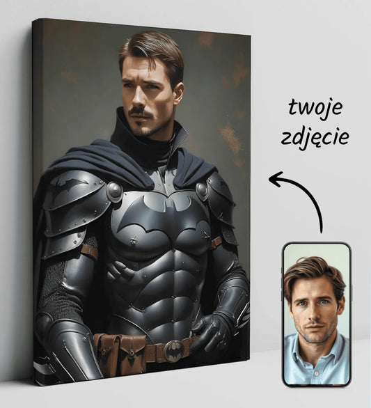 Personalizowany portret Batmana na płótnie Mroczny Rycerz w stylu artystycznym