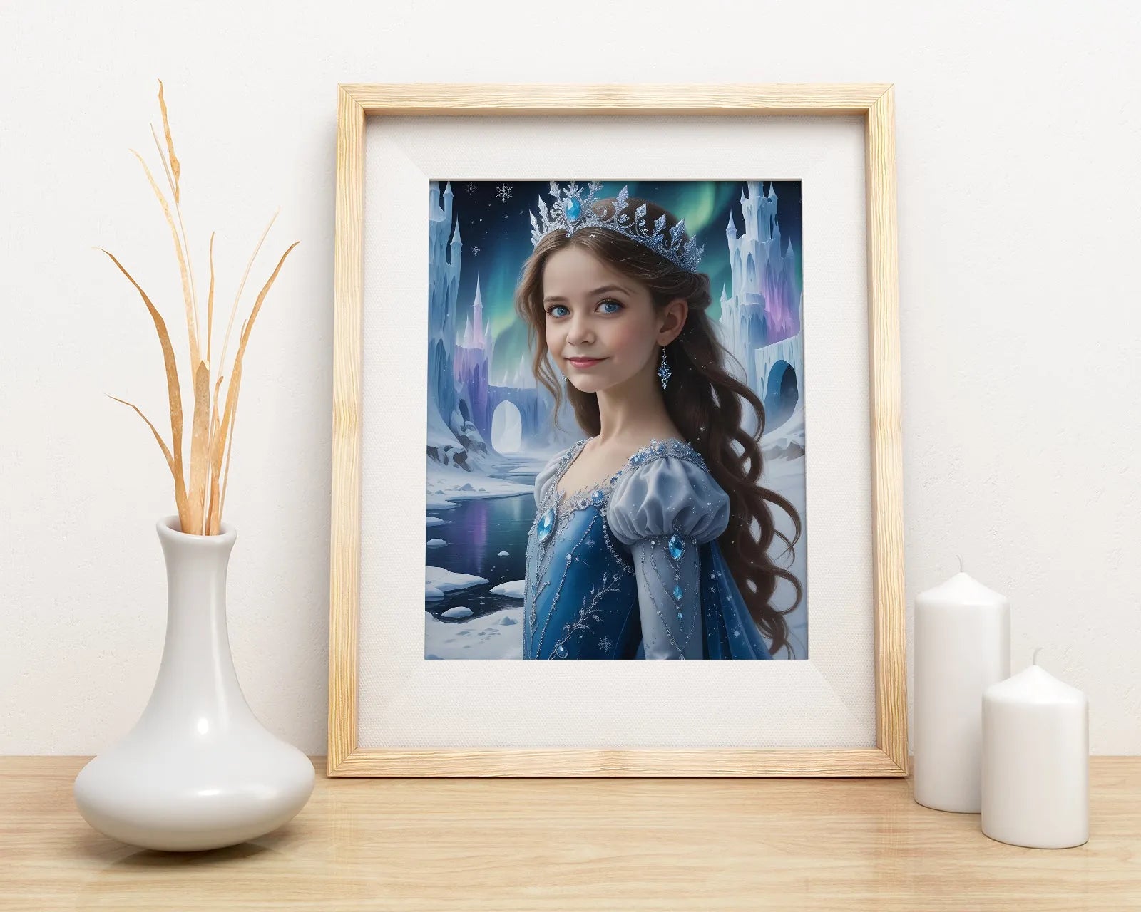 Framowany portret księżniczki z Elzy z Krainy Lodu w produkcie Portret dziecka