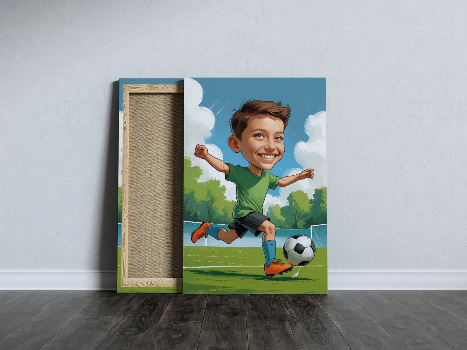 Canvas print Portret dziecka grającego w piłkę z chłopcem bawiącym się w piłkę