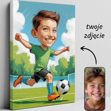 Personalizowany rysunek dziecka grającego w piłkę nożną jako portret
