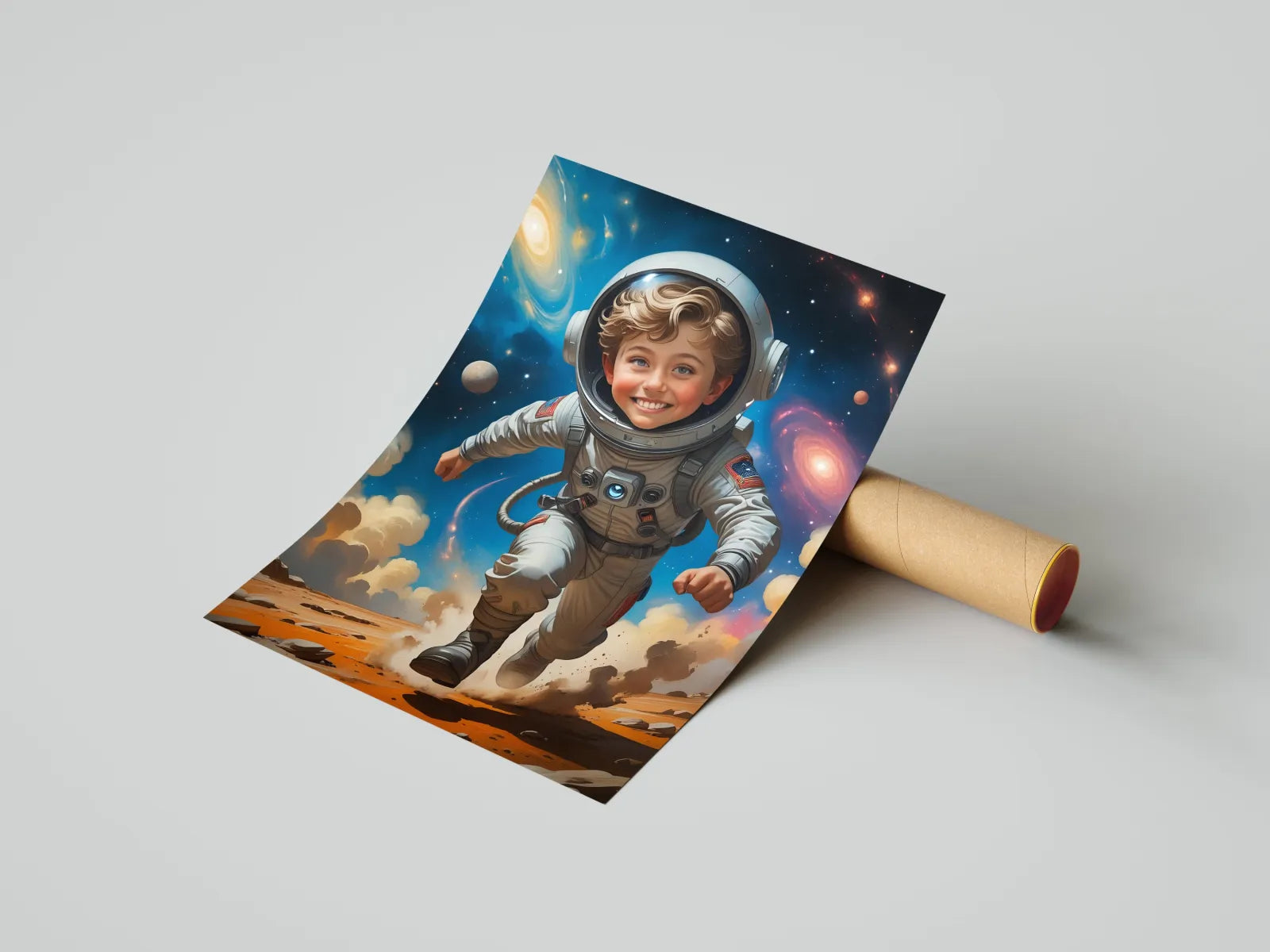 Portret dziecka jako astronauta - art print dla młodych odkrywców