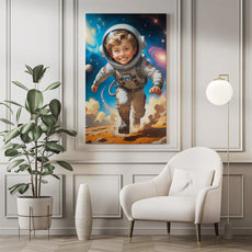 Framed painting of a child as an astronaut, perfect gift idea for kids