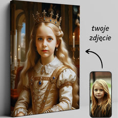 Portret dziewczynki w stylu Renesansowej Królewny na personalizowanej płótnie