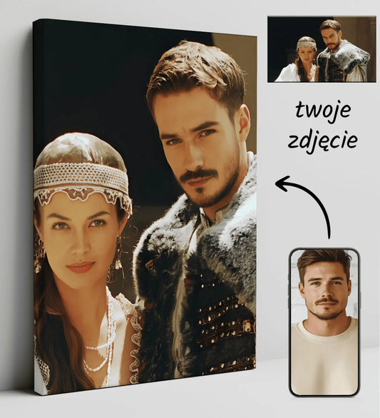 Portret Filmowy Ogniem i Mieczem dla pary na personalizowanej kanwie portretowej
