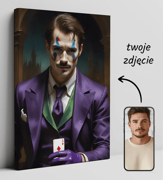 Personalizowany portret Jokera na płótnie w produkcie Portret Jokera