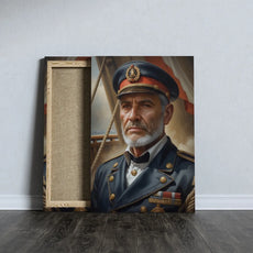 Canvas print of a naval officer titled Portret Kapitana Statku