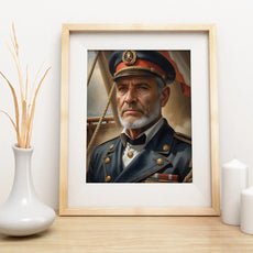 Portret Kapitana Statku, ramowy obraz morskiego oficera w mundurze