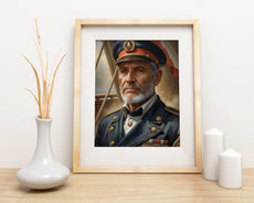 Portret Kapitana Statku, ramowy obraz morskiego oficera w mundurze