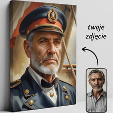 Portret Kapitana Statku, mężczyzna w mundurze marynarskim na płótnie