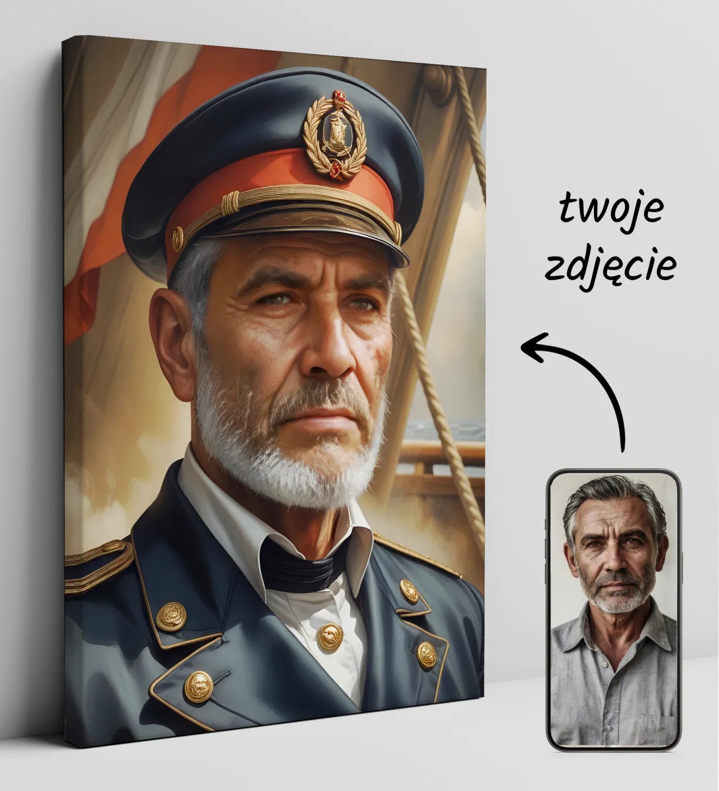 Portret Kapitana Statku, mężczyzna w mundurze marynarskim na płótnie