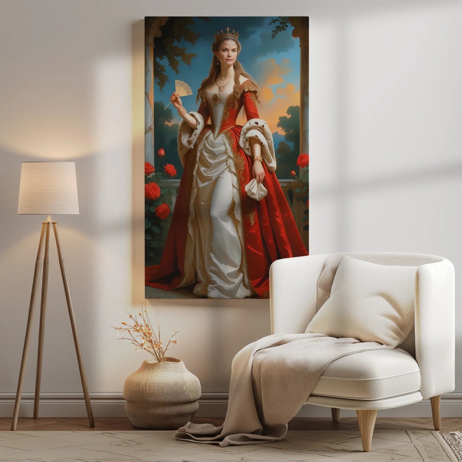 Framed portrait of a queen in royal style for elegant home decor