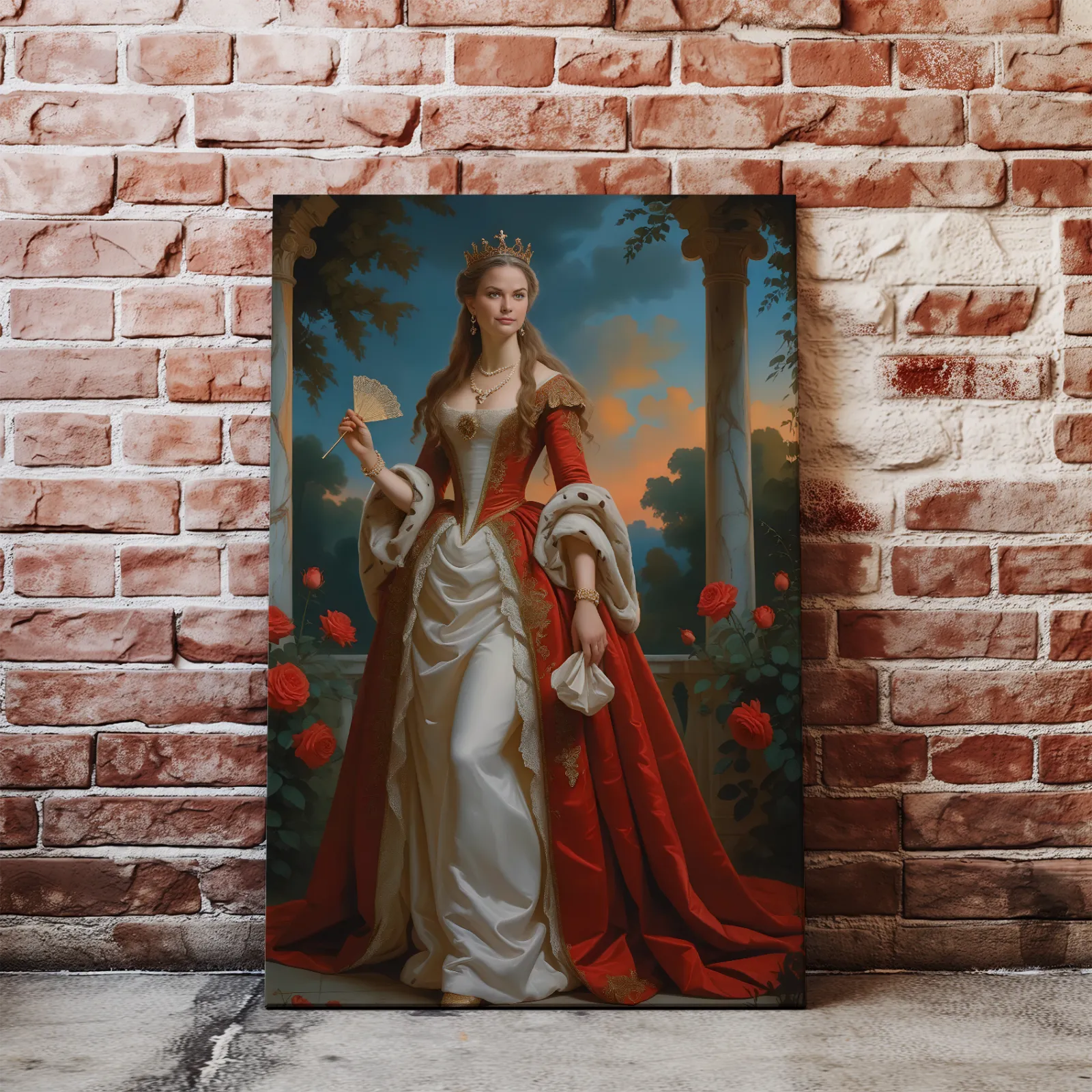 Framowany portret królowej w eleganckim stylu w Królewskim Stylu