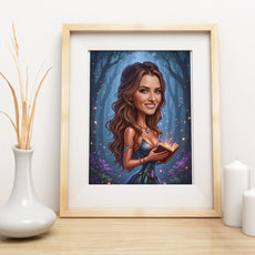 Brązowa oprawiona fantastyczna portret kobiety jako czarodziejki na sprzedaż