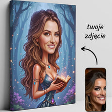 Spersonalizowany renesansowy portret kobiety jako czarodziejki na canvasie
