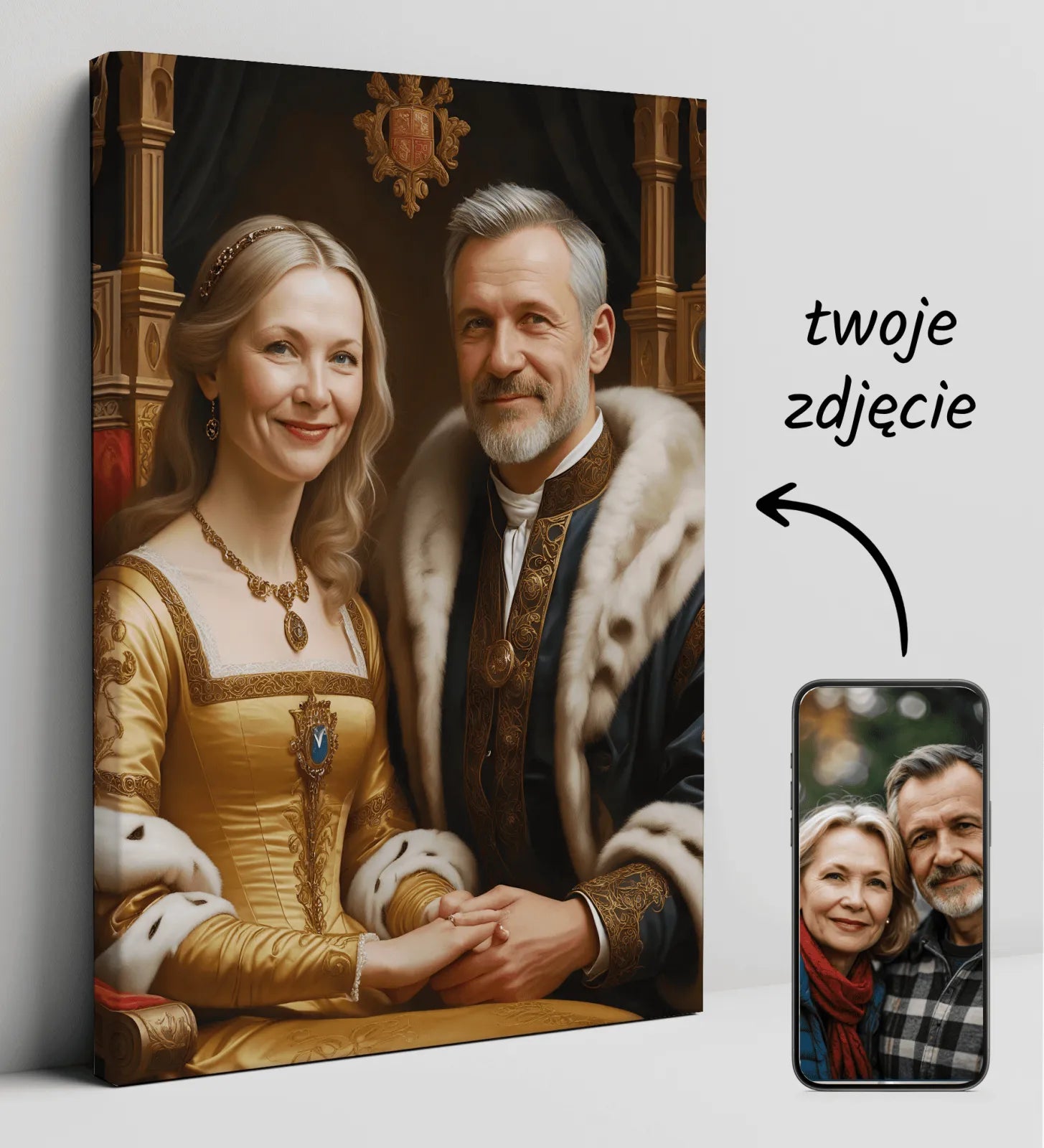 Portret Królewski Król i Królowa na płótnie w eleganckim stylu royal