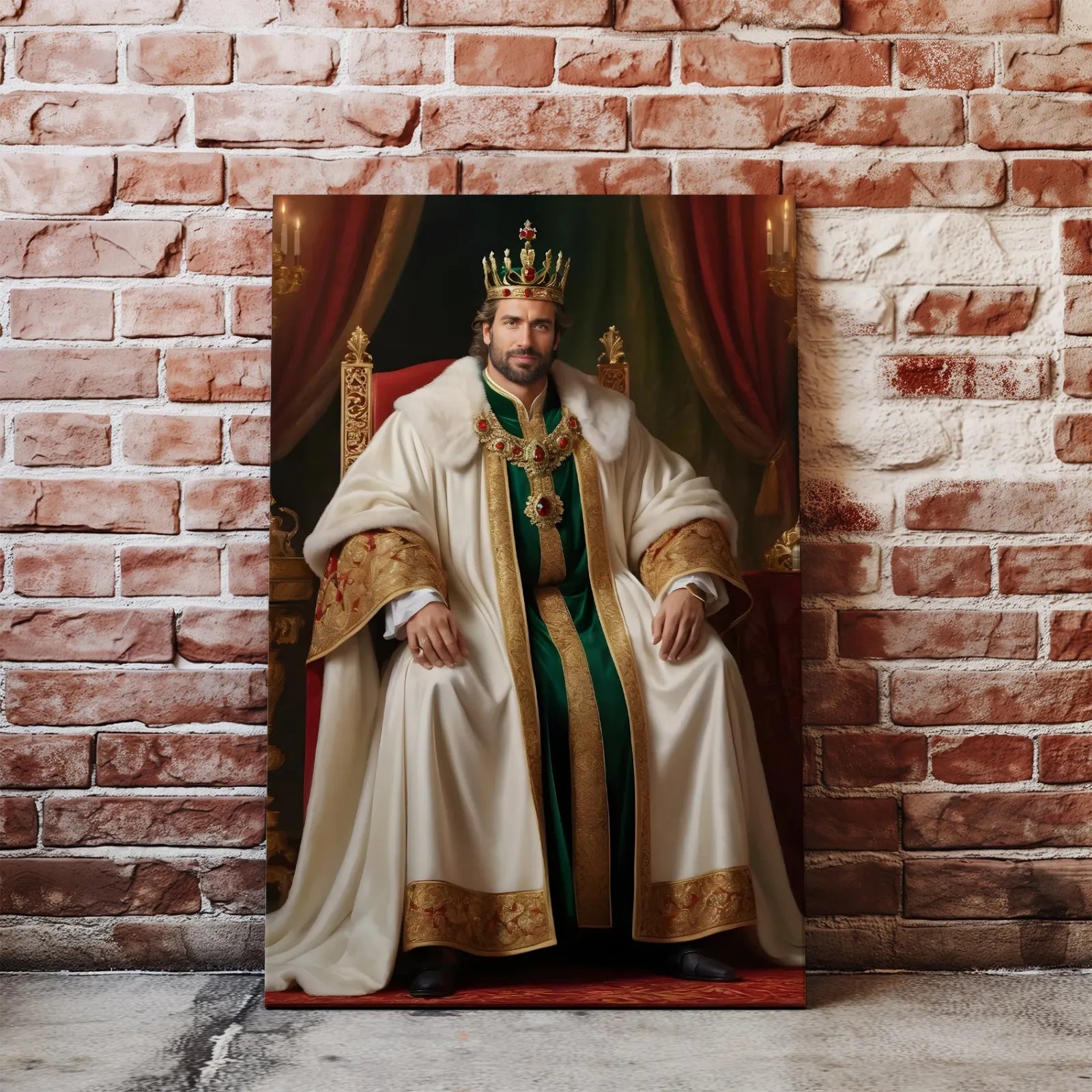 Portret Królewski - król na tronie na płótnie w stylu klasycznym
