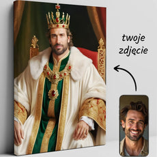 Personalizowany regalny portret na płótnie Portret Królewski - król na tronie