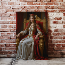 Portret Królowej na Tronie na płótnie w eleganckiej oprawie