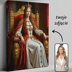 Personalizowany regalny portret na płótnie Portret Królowej na Tronie