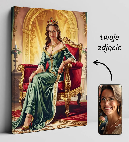 Personalizowany królewski portret na płótnie, idealny prezent z okazji urodzin