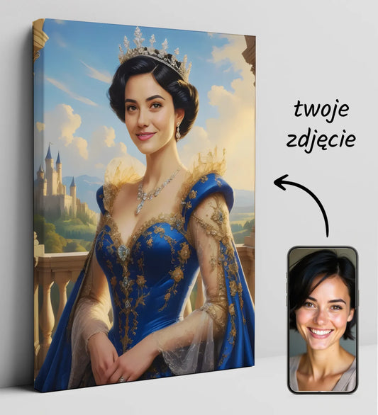 Personalizowany portret królewski na płótnie Portret Księżniczki na zamówienie