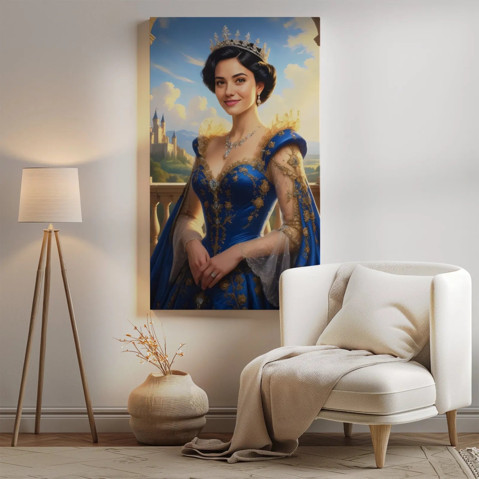 Portret Księżniczki na zamówienie - Portret królowej w niebieskiej sukni