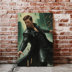 Portret Matrix Neo z nadrukiem inspirowanym filmem Matrix w stylu kanwy