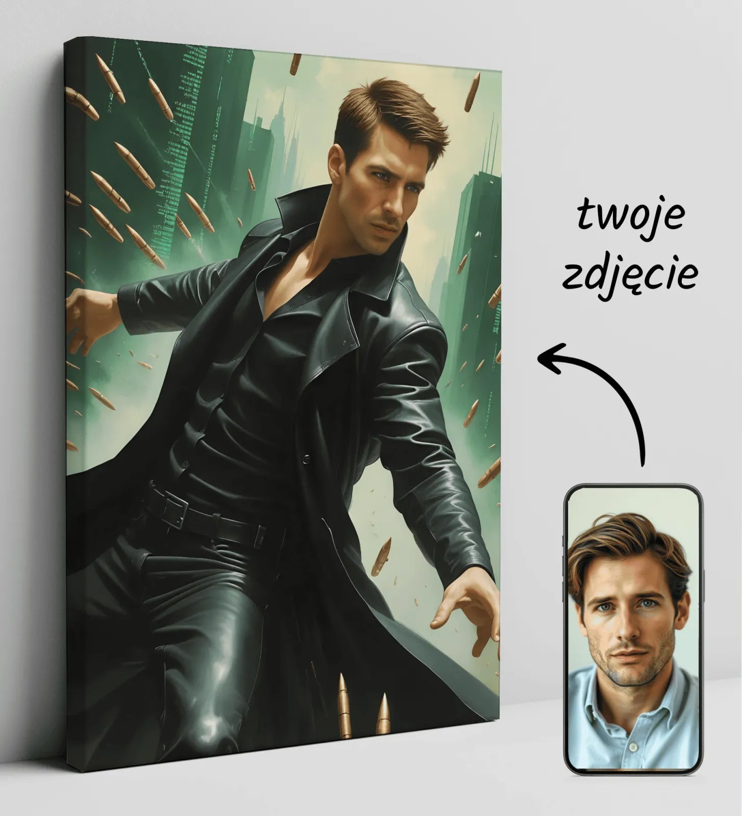 Personalizowany druk na płótnie Portret Matrix Neo z unikalnym designem