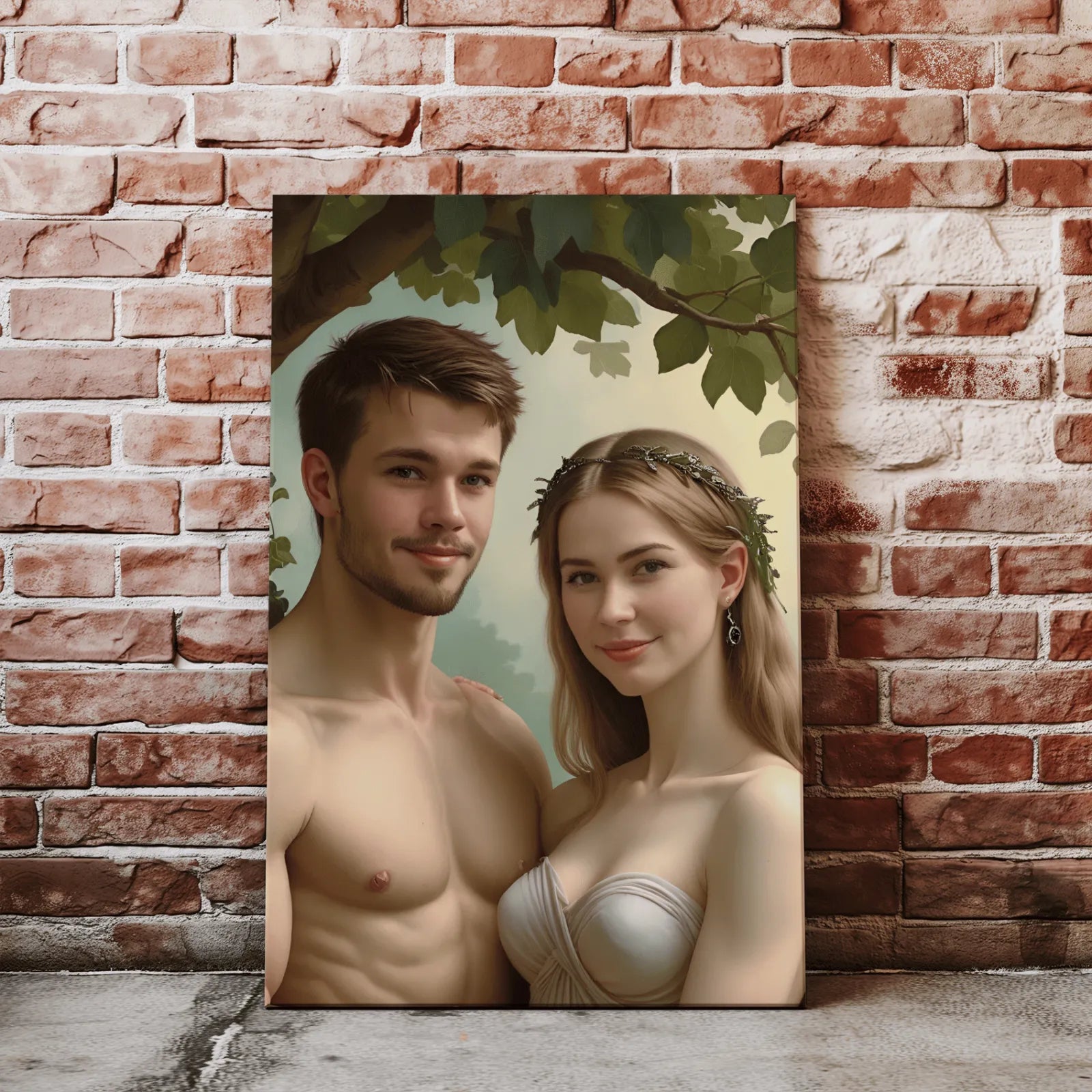 Portret Pary Adam i Ewa na płótnie, elegancka sztuka dekoracyjna do wnętrz