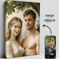 Canvas print przedstawiający parę w raju - Portret Pary Adam i Ewa