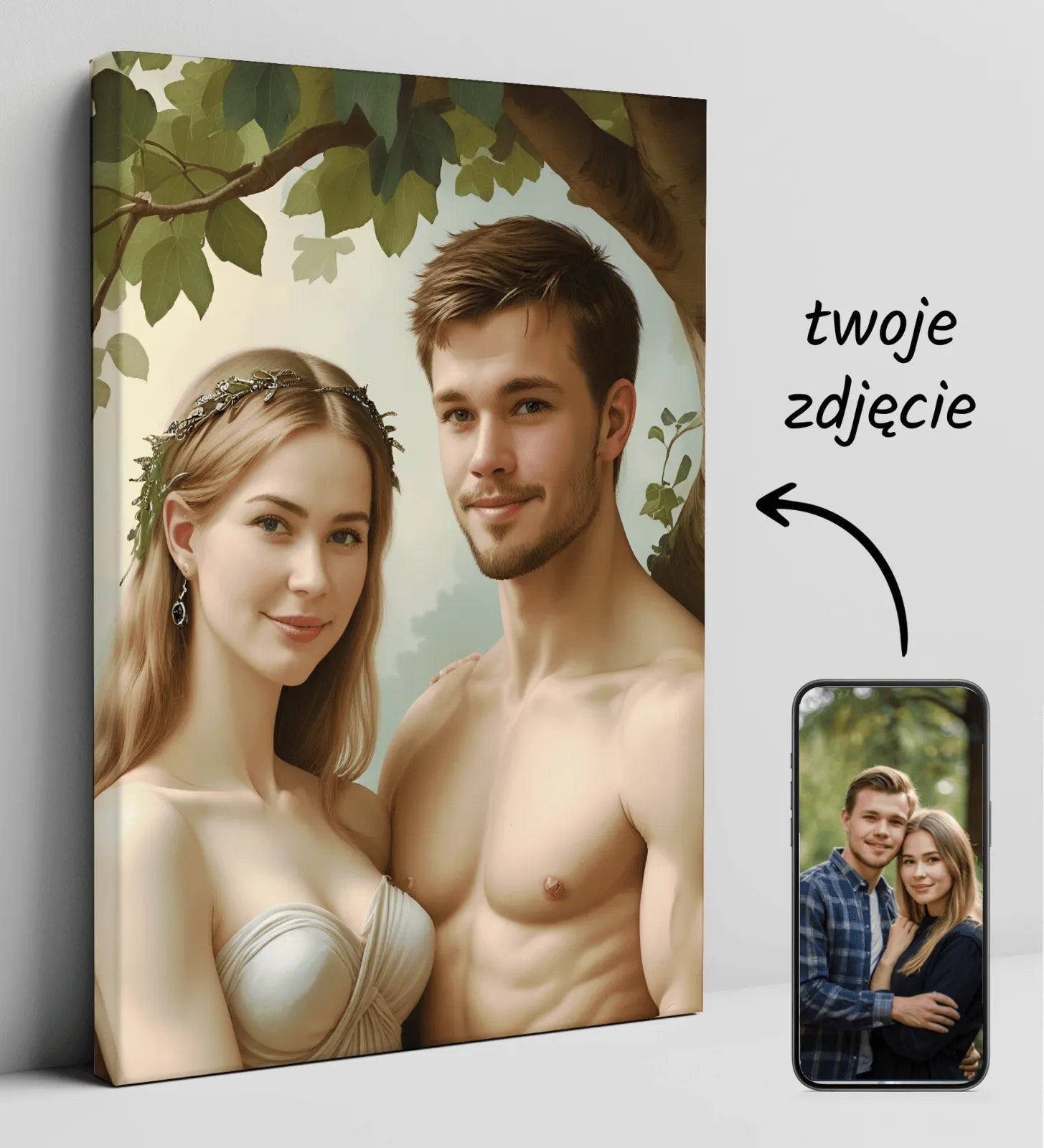 Canvas print przedstawiający parę w raju - Portret Pary Adam i Ewa