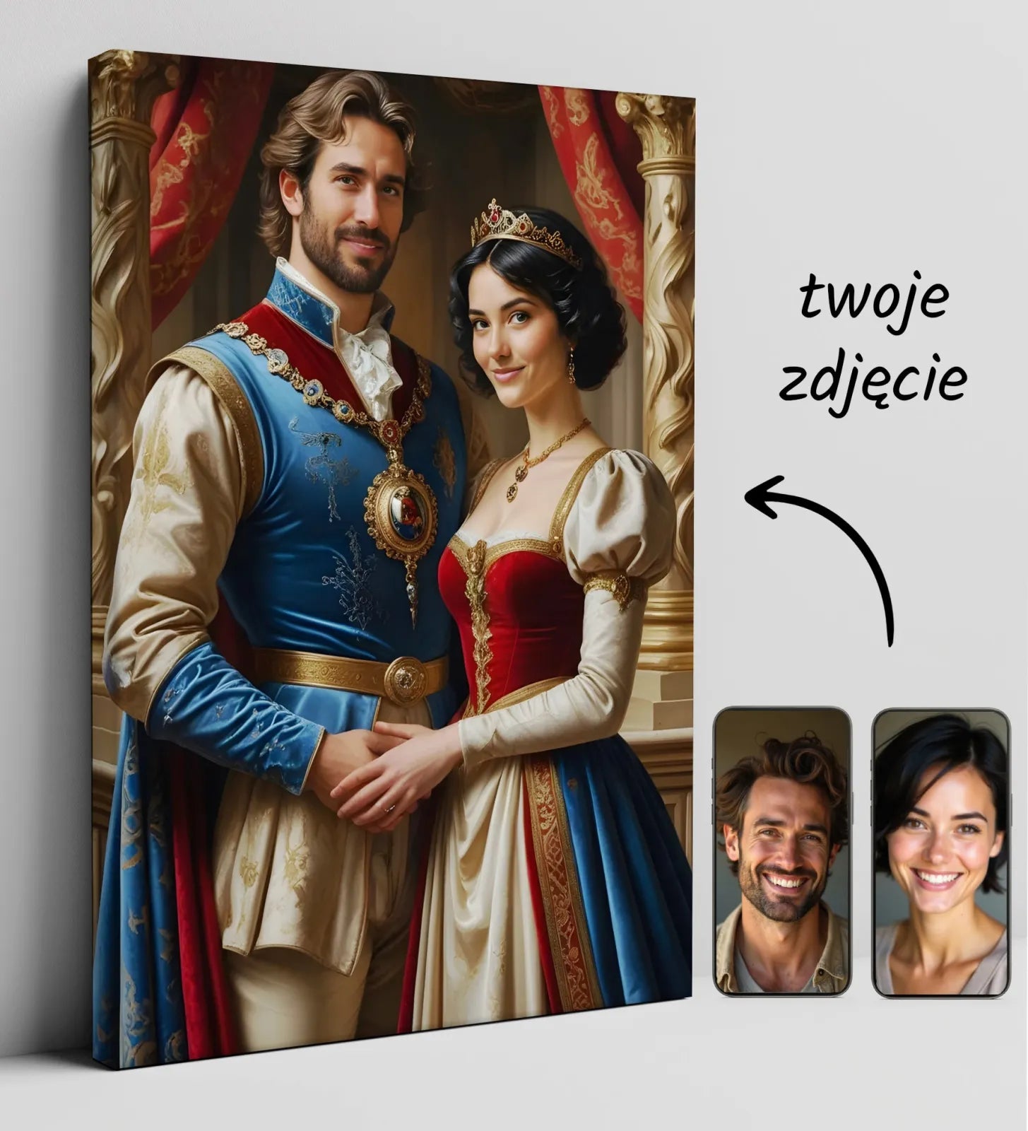 Personalizowany portret królewski na płótnie Portret pary królewskiej
