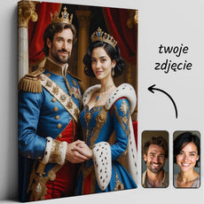 Personalizowany portret królewski na płótnie, idealny prezent dla par