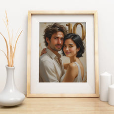 Framed anniversary portrait for a wedding couple in elegant design