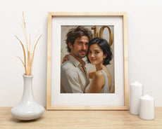 Framed anniversary portrait for a wedding couple in elegant design