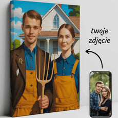 Portret Pary w stylu American Gothic z możliwością personalizacji