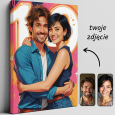 Personalizowany portret pary na płótnie w produkcie Portret pary zakochanych