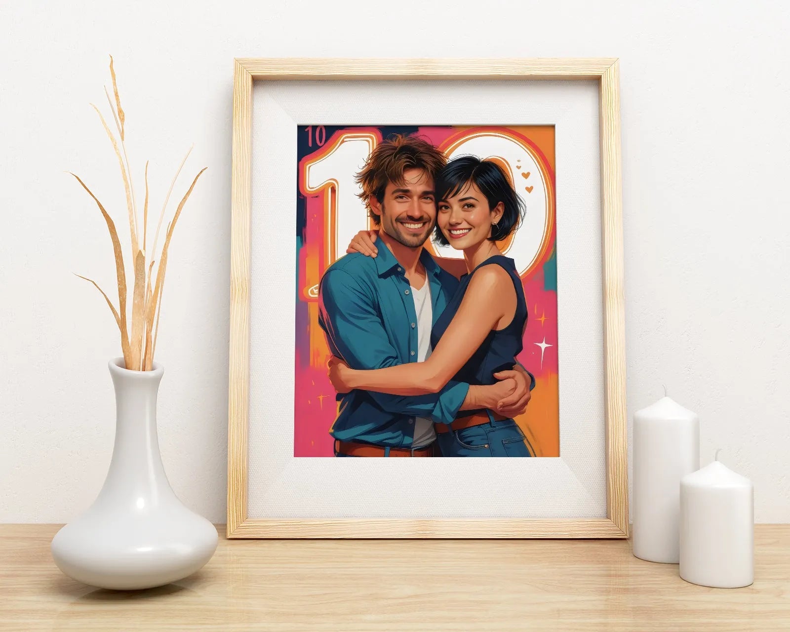 Ilustracja w ramie dla pary zakochanych w produkcie Portret pary zakochanych