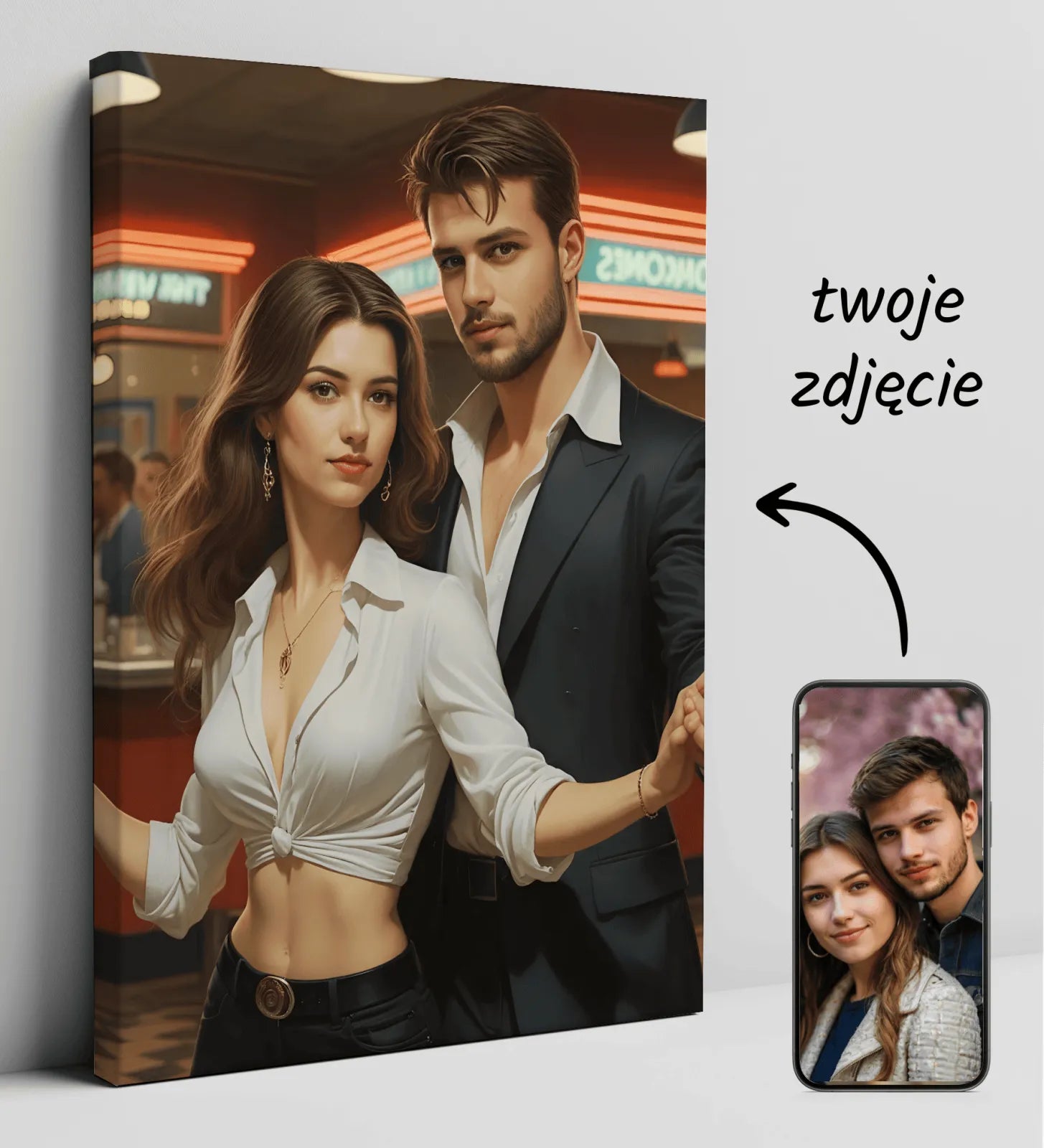 Personalizowany obraz na płótnie Portret Pulp Fiction Taniec w unikalnym stylu