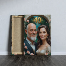 Canvas print portret rocznicowy w stylu olejnym z parą świętującą 40 lat