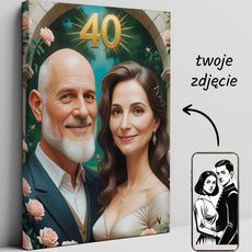 Personalizowany portret na płótnie na 40 rocznicę w stylu olejnym Portret Rocznicowy