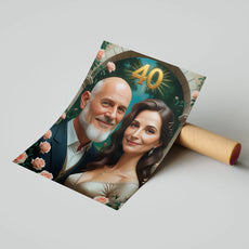 Portret rocznicowy na 40 lat w stylu olejnym, elegancka fotografia pamiątkowa